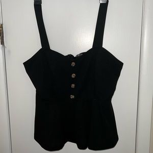 Shein Black Sleeveless Peplum Top